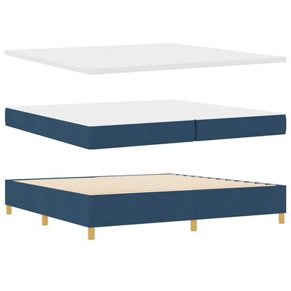 LED Box Spring Bed met matras Blauw 200 x 200 cm Stof