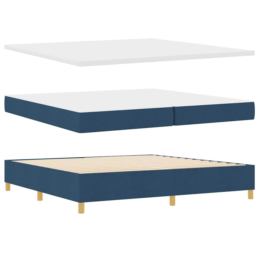LED Box Spring Bed met matras Blauw 200 x 200 cm Stof