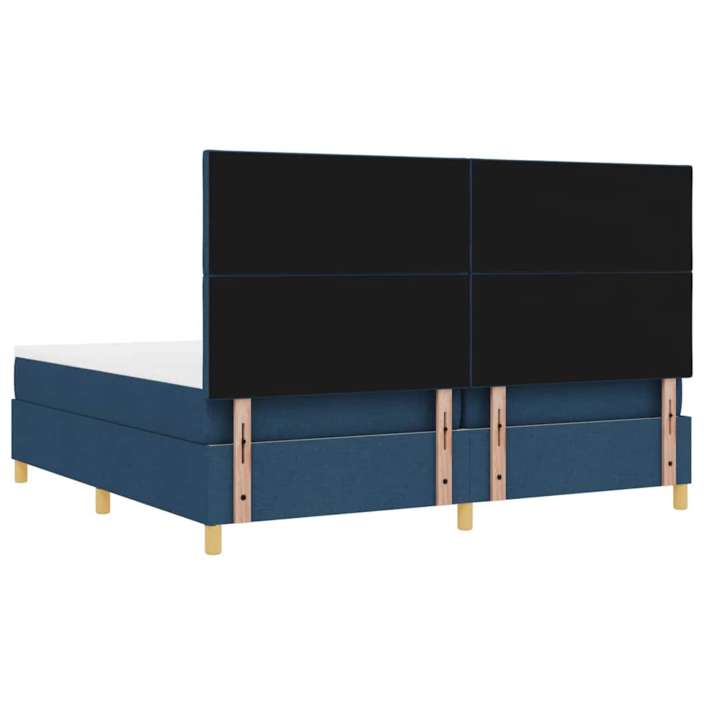 LED Box Spring Bed met matras Blauw 200 x 200 cm Stof