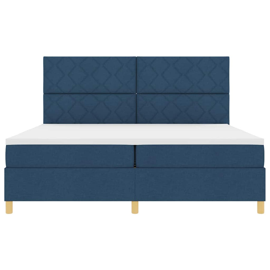 LED Box Spring Bed met matras Blauw 200 x 200 cm Stof