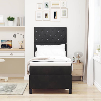 LED Box Spring Bed met matras Zwart 80 x 200 cm Fluweel
