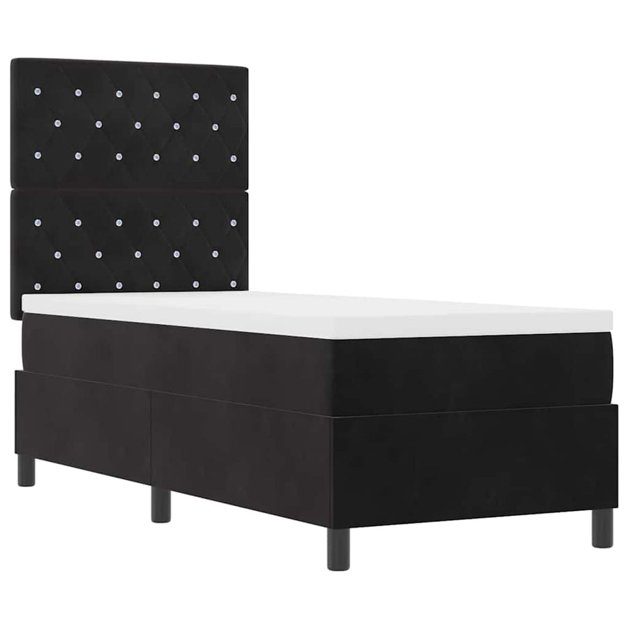 LED Box Spring Bed met matras Zwart 80 x 200 cm Fluweel