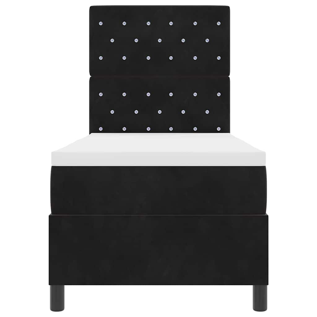 LED Box Spring Bed met matras Zwart 80 x 200 cm Fluweel