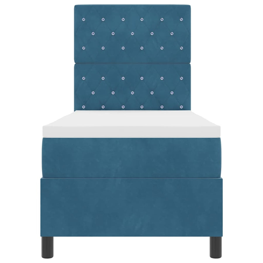 LED Box Spring Bed met matras Donkerblauw 80 x 200 cm Fluweel
