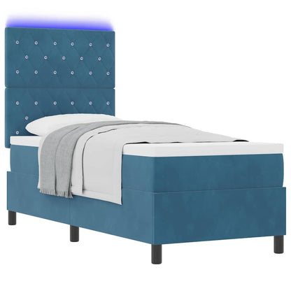 LED Box Spring Bed met matras Donkerblauw 80 x 200 cm Fluweel