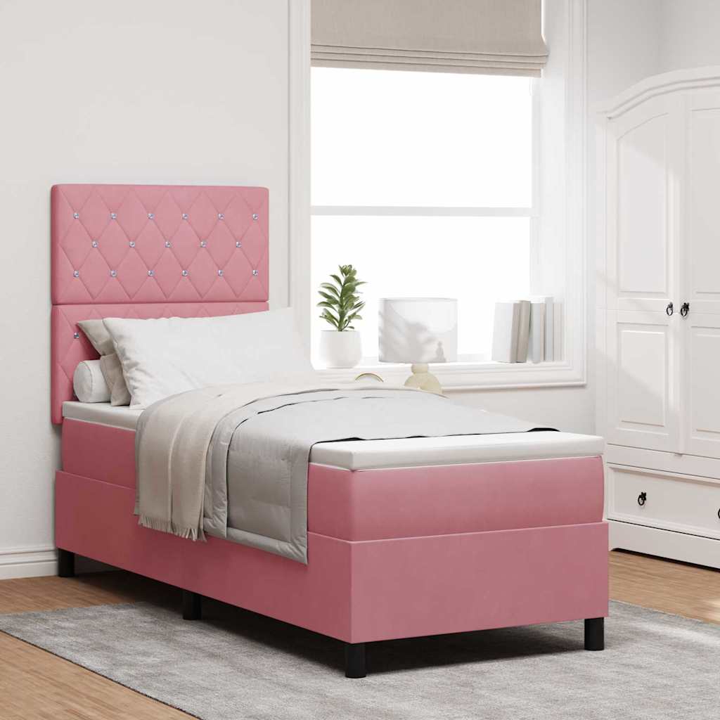 LED Box Spring Bed met matras Roze 80 x 200 cm Fluweel