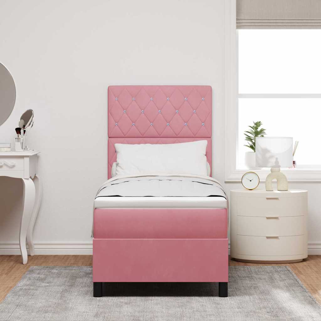 LED Box Spring Bed met matras Roze 80 x 200 cm Fluweel