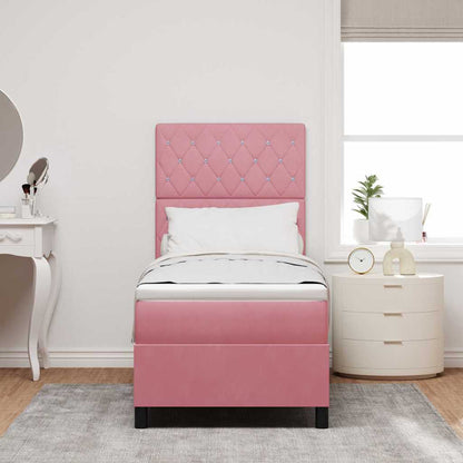 LED Box Spring Bed met matras Roze 80 x 200 cm Fluweel