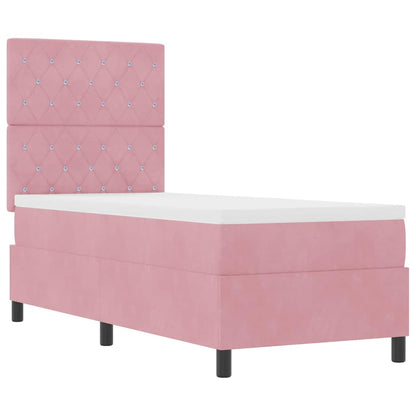 LED Box Spring Bed met matras Roze 80 x 200 cm Fluweel