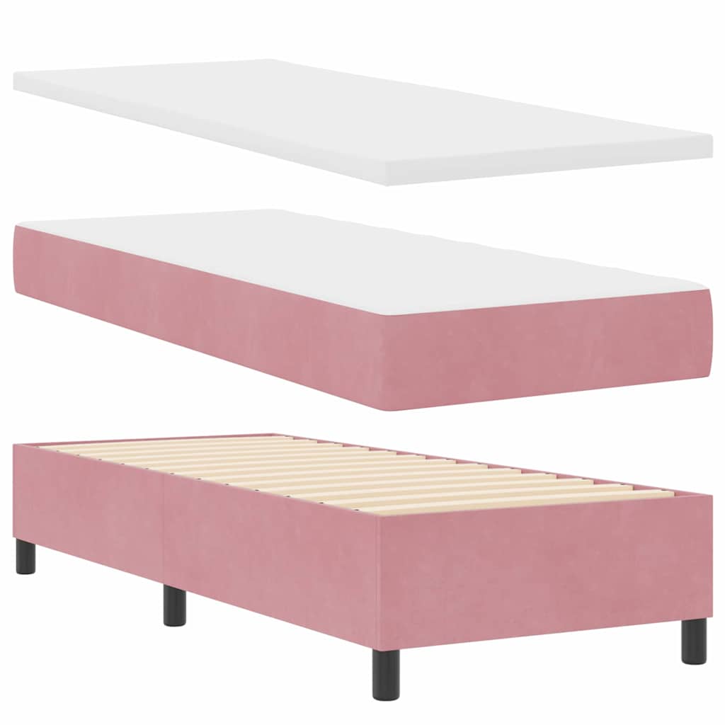 LED Box Spring Bed met matras Roze 80 x 200 cm Fluweel