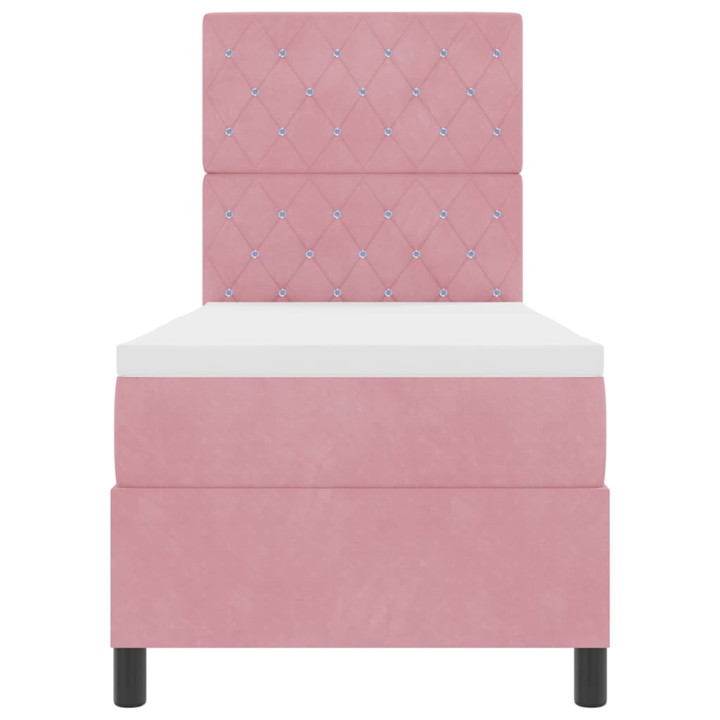 LED Box Spring Bed met matras Roze 80 x 200 cm Fluweel