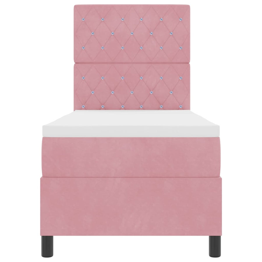 LED Box Spring Bed met matras Roze 80 x 200 cm Fluweel