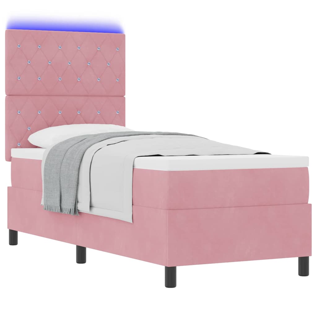 LED Box Spring Bed met matras Roze 80 x 200 cm Fluweel