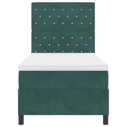 LED Box Spring Bed met matras Donkergroen 90 x 190 cm Fluweel