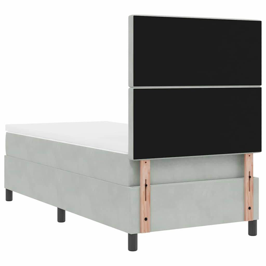LED Box Spring Bed met matras Lichtgrijs 90 x 200 cm Fluweel