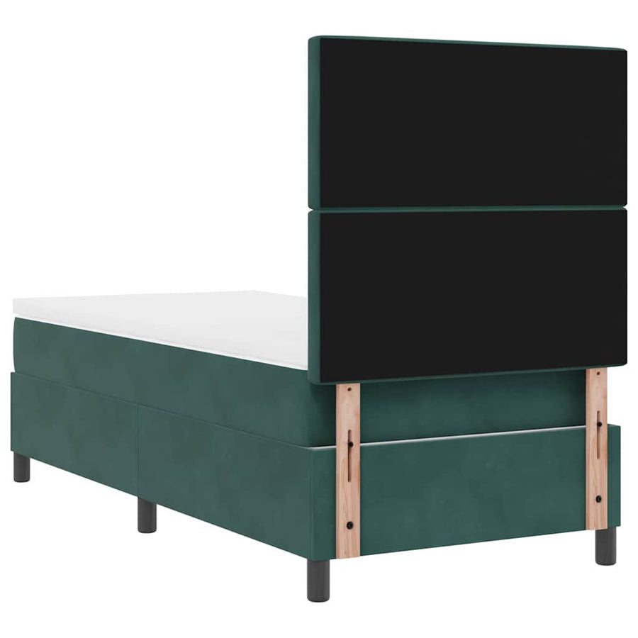 LED Box Spring Bed met matras Donkergroen 90 x 200 cm Fluweel