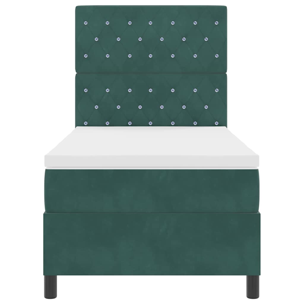 LED Box Spring Bed met matras Donkergroen 90 x 200 cm Fluweel