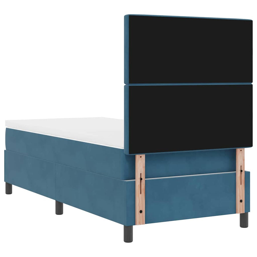 LED Box Spring Bed met matras Donkerblauw 100 x 200 cm Fluweel