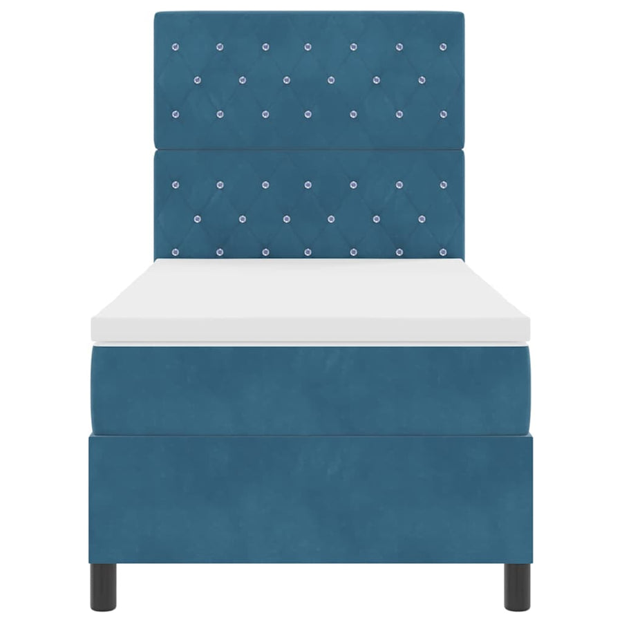 LED Box Spring Bed met matras Donkerblauw 100 x 200 cm Fluweel
