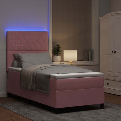 LED Box Spring Bed met matras Roze 100 x 200 cm Fluweel