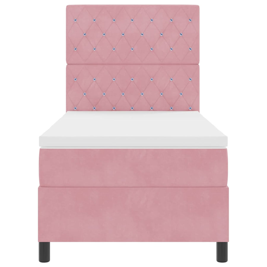 LED Box Spring Bed met matras Roze 100 x 200 cm Fluweel