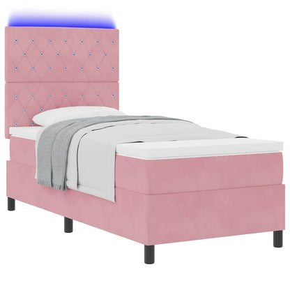 LED Box Spring Bed met matras Roze 100 x 200 cm Fluweel