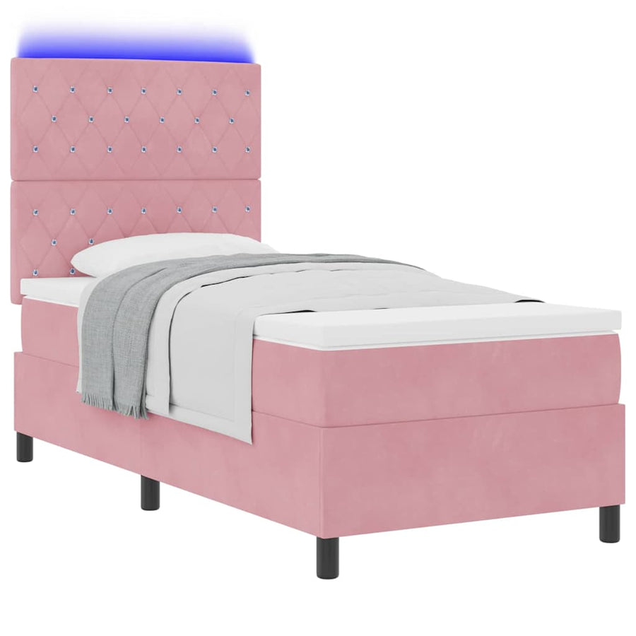LED Box Spring Bed met matras Roze 100 x 200 cm Fluweel