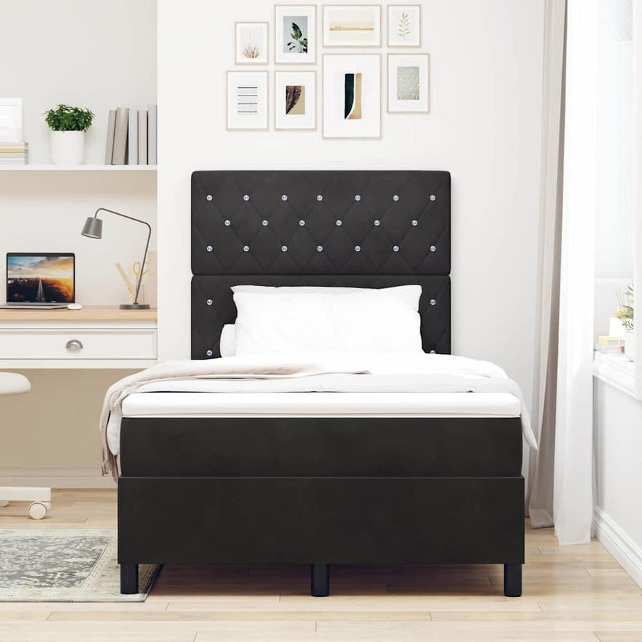 LED Box Spring Bed met matras Zwart 120 x 190 cm Fluweel