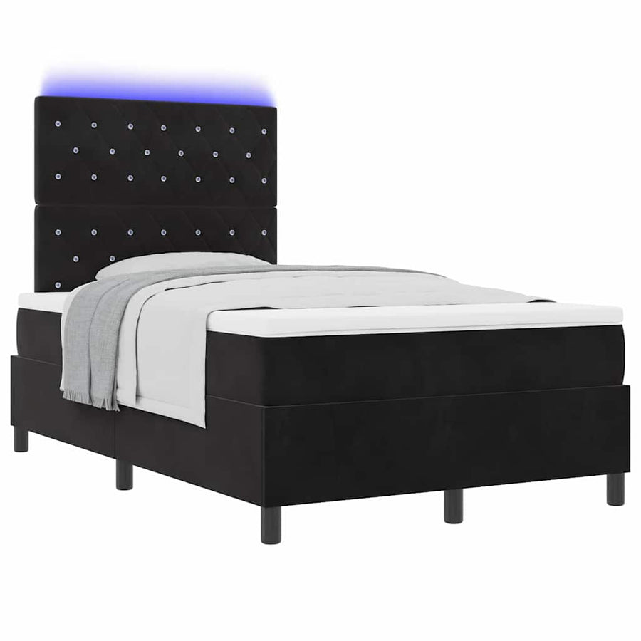 LED Box Spring Bed met matras Zwart 120 x 190 cm Fluweel
