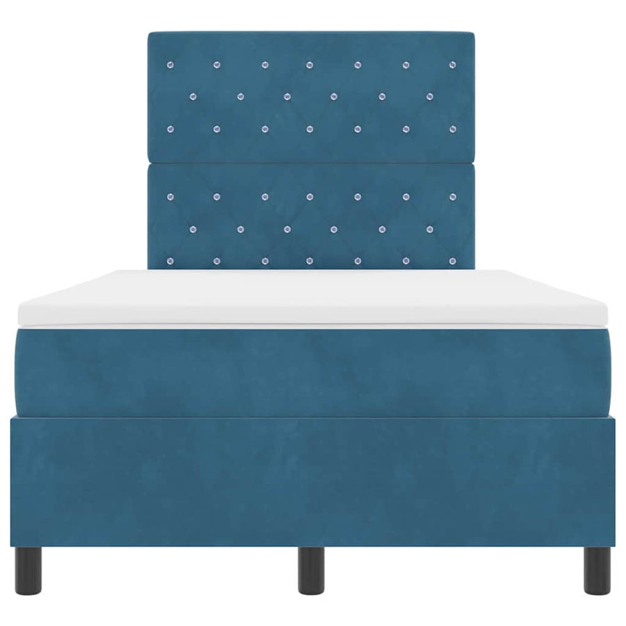 LED Box Spring Bed met matras Donkerblauw 120 x 190 cm Fluweel