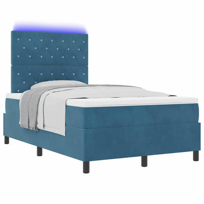 LED Box Spring Bed met matras Donkerblauw 120 x 190 cm Fluweel