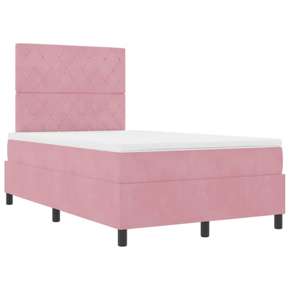 LED Box Spring Bed met matras Roze 120 x 190 cm Fluweel