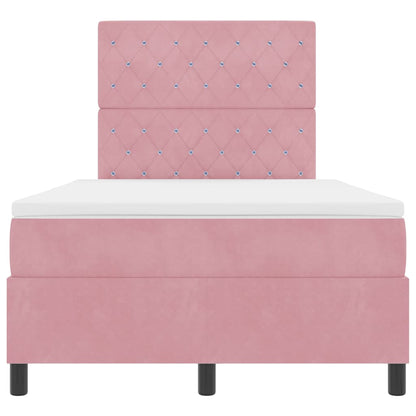 LED Box Spring Bed met matras Roze 120 x 190 cm Fluweel