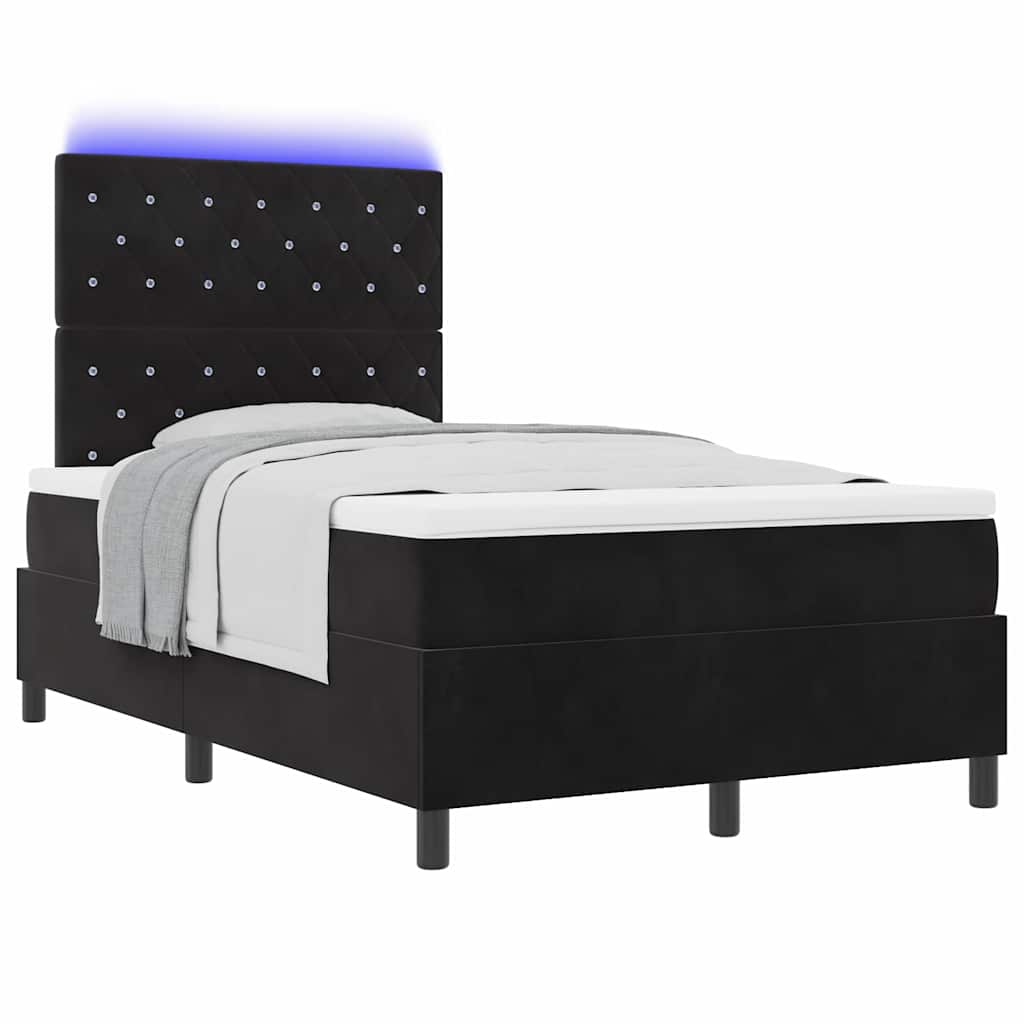 LED Box Spring Bed met matras Zwart 120 x 200 cm Fluweel