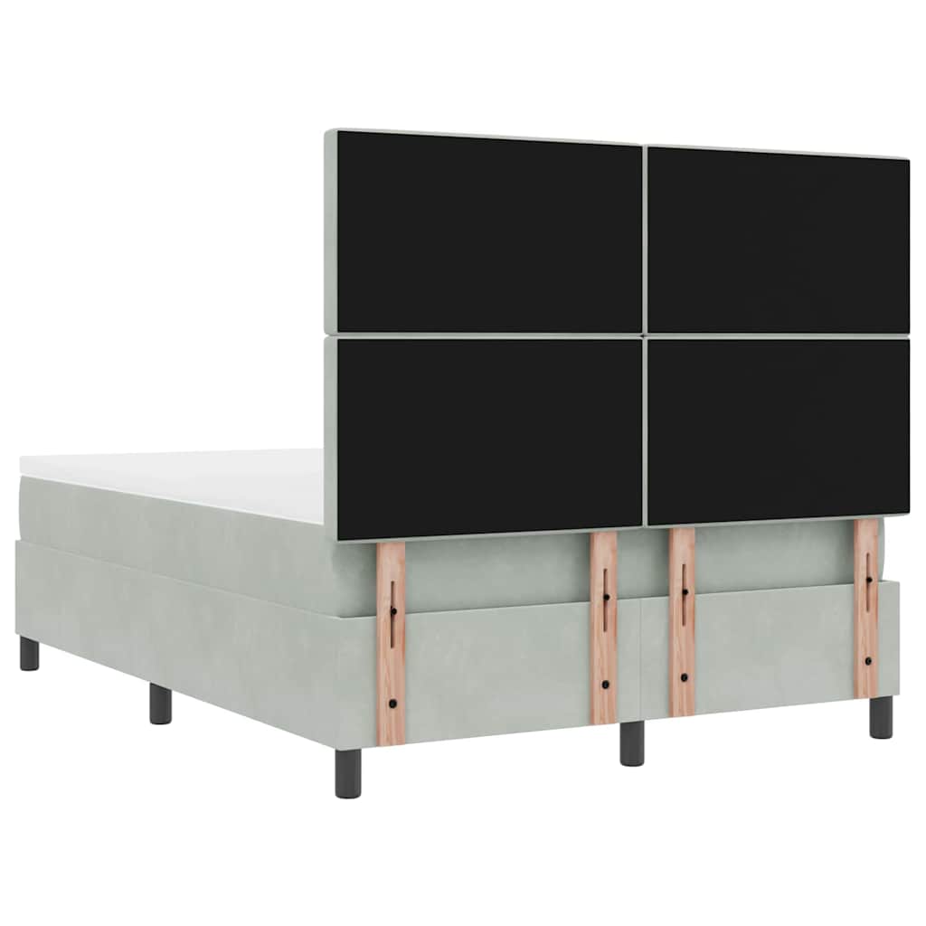 LED Box Spring Bed met matras Lichtgrijs 140 x 190 cm Stof