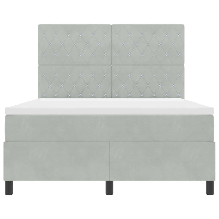 LED Box Spring Bed met matras Lichtgrijs 140 x 190 cm Stof