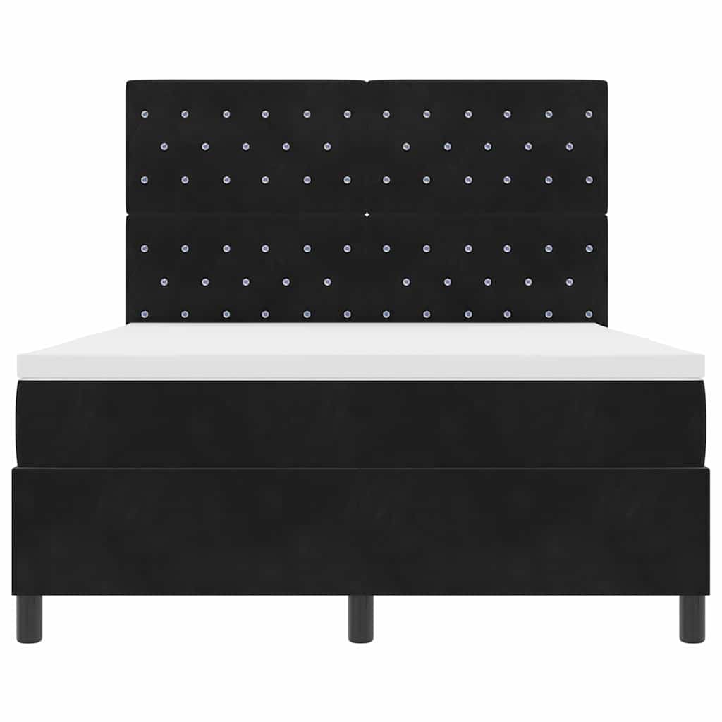 LED Box Spring Bed met matras Zwart 140 x 190 cm Fluweel
