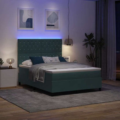 LED Box Spring Bed met matras Donkergroen 160 x 200 cm Fluweel
