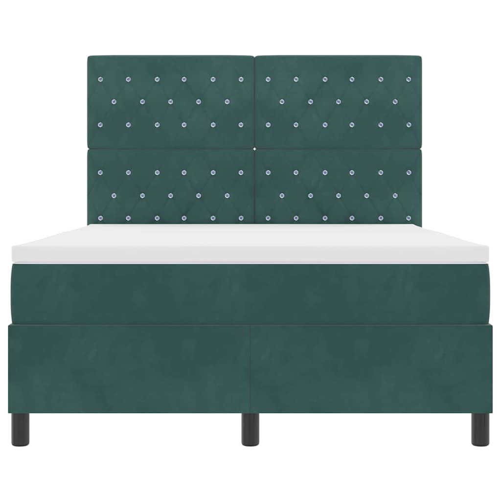 LED Box Spring Bed met matras Donkergroen 160 x 200 cm Fluweel