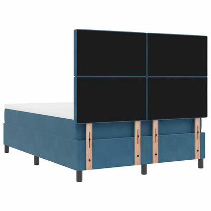 LED Box Spring Bed met matras Donkerblauw 160 x 200 cm Fluweel
