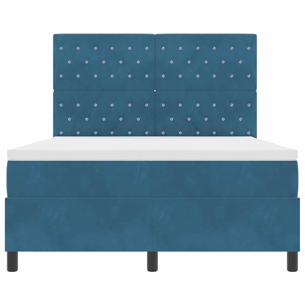 LED Box Spring Bed met matras Donkerblauw 160 x 200 cm Fluweel