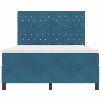 LED Box Spring Bed met matras Donkerblauw 160 x 200 cm Fluweel