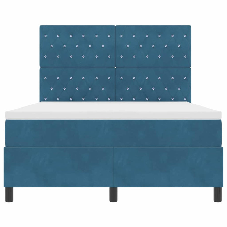 LED Box Spring Bed met matras Donkerblauw 160 x 200 cm Fluweel