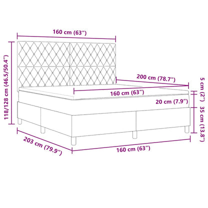 LED Box Spring Bed met matras Donkerblauw 160 x 200 cm Fluweel