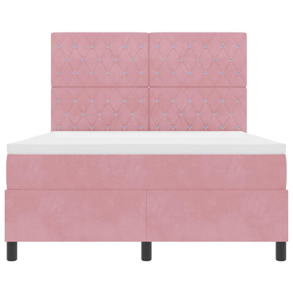 LED Box Spring Bed met matras Roze 160 x 200 cm Fluweel