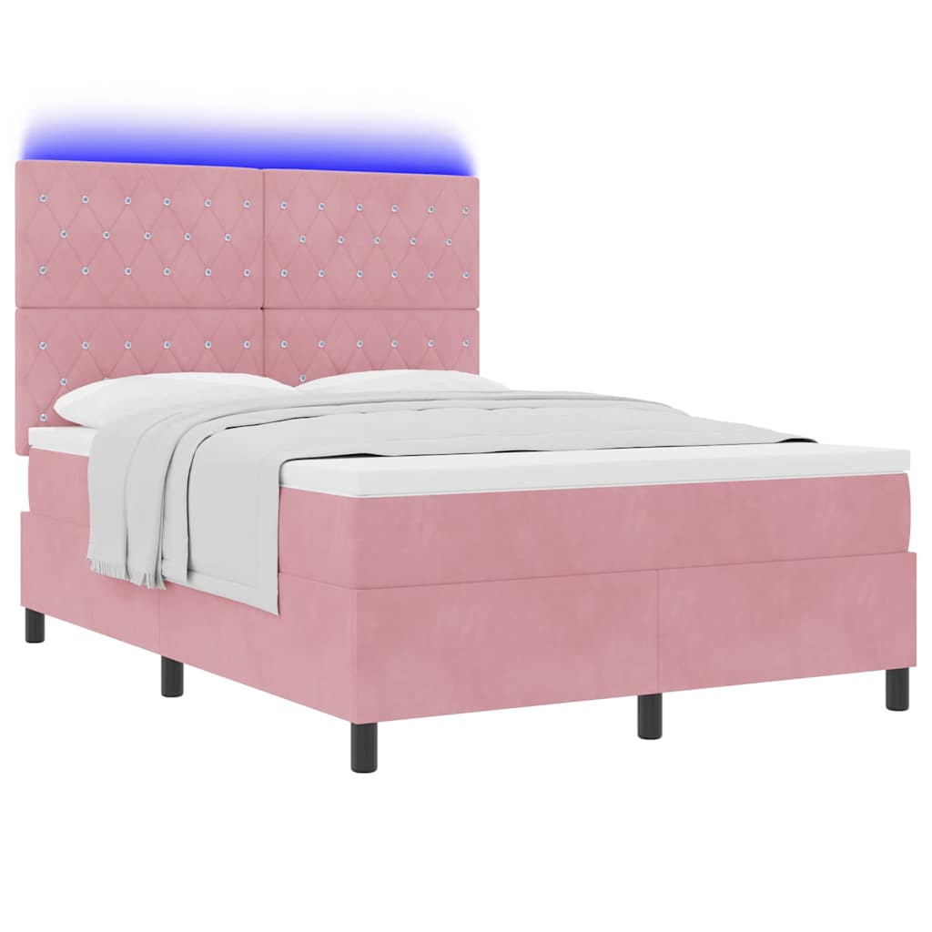 LED Box Spring Bed met matras Roze 160 x 200 cm Fluweel