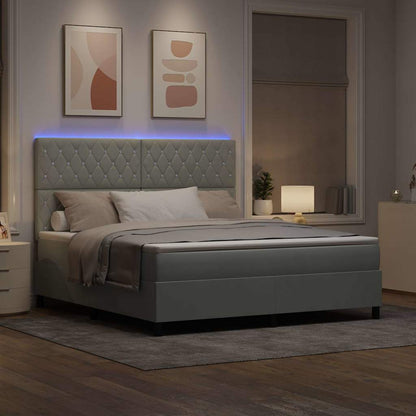 LED Box Spring Bed met matras Lichtgrijs 180 x 200 cm Fluweel