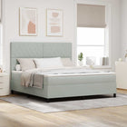 Boxspring bed 180x200 cm lichtgrijs fluweel met LED