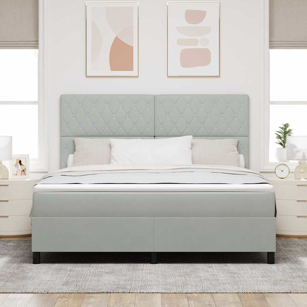LED Box Spring Bed met matras Lichtgrijs 180 x 200 cm Fluweel