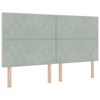 LED Box Spring Bed met matras Lichtgrijs 180 x 200 cm Fluweel